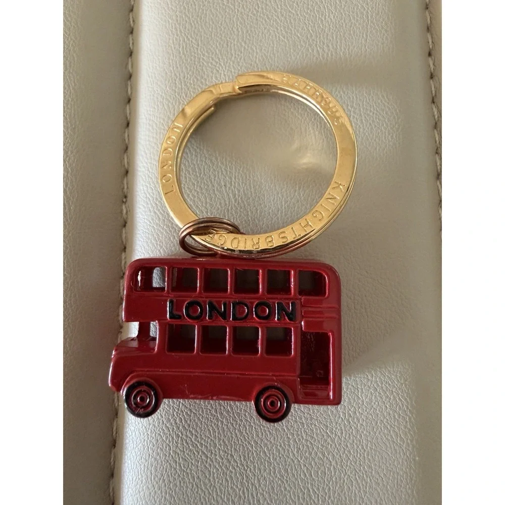Harrods Knightsbridge London England Double Decker Bus Keychain Fob UK Key Ring